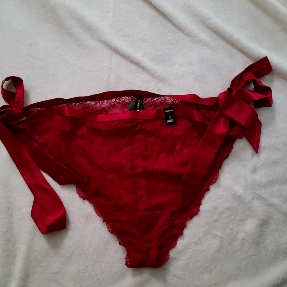Red Lace Tie-Side Bikini Panty - Women Intimates
